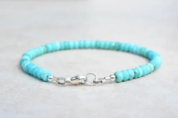 Turquoise Sleeping Beauty Faceted Bead Bracelet