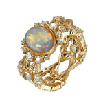 Luxury Crystal Opal Adjustable Ring Women Fashion Exquisite