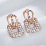 Luxury Rose Gold Zircon Square Drop Earrings for Women