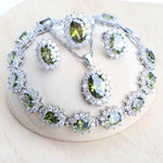 Silver 925 Women Jewelry Sets Blue Zirconia4PCS-Olive9