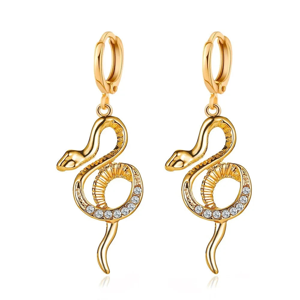 Distorted Geometric Snake Pendant Earrings for Women