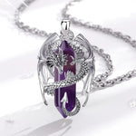 Dragon Twining Hexagonal Amethyst Prismatic Necklace