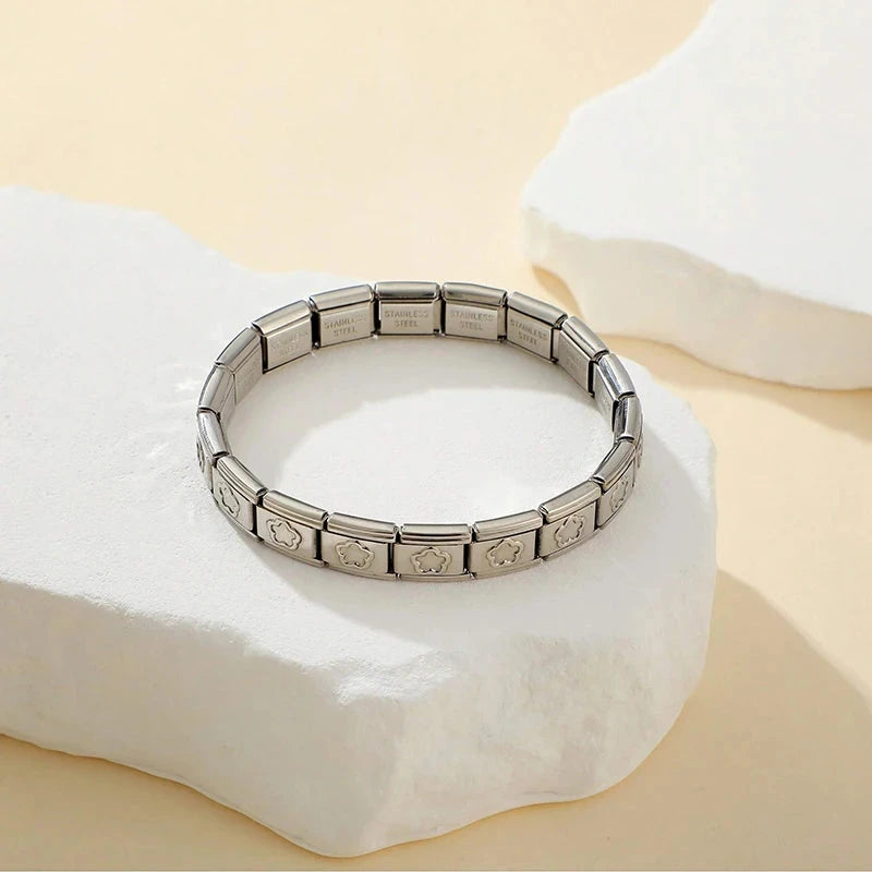 Elastic Italian Stainless Steel BraceletW0201-Flower
