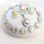 Silver 925 Women Jewelry Sets Blue Zirconia4PCS-Yellow7