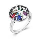 Tree of Life Stones 925 Sterling Silver and 18K Gold Color RingRingSilver5