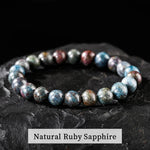 Natural Stone Ruby Sapphire Bead Bracelets Women/Men Single Circle Gemstone Stretch Bangles Energy Healing CharmRuby Sapphire7-8mm