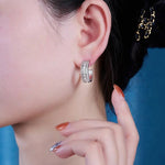 Elegant Geometric C-Shaped Zircon Earrings for Women