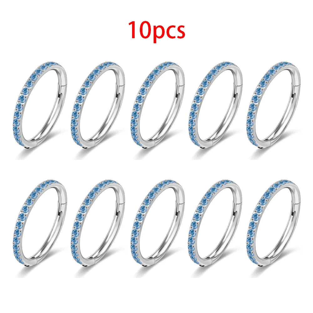Opal Hinged Pitch Piercing10pcs Blue zircon1.2x14mm