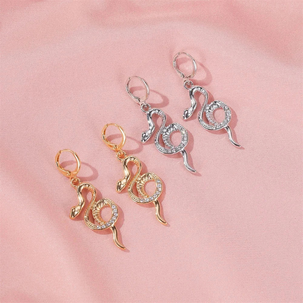 Distorted Geometric Snake Pendant Earrings for Women
