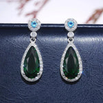 Luxury Green Crystal Drop Earrings – Women's Anniversary GiftE561