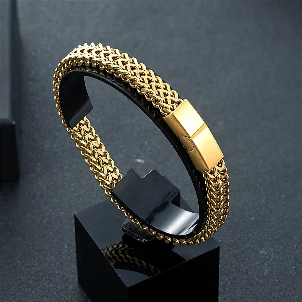 8MM Blue Stainless Steel Curb Chain BraceletVermeil19cm