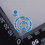 Double Circle Ocean Blue Fire Opal Jewelry for Women Pendant