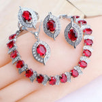 Purple Zircon Silver 925 Jewelry Sets4PCS-Red9