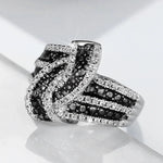Black Enamel Ring with White Zircon – Women's Luxury