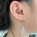 Natural Stone Dangle Earrings For Women Drop Pendant Apatite Speckled Stone Stainless Steel Earrings Wedding Jewelry WholesaleWhite Crystal