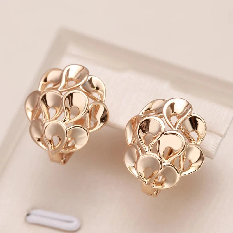 Unique Rose Gold Floral Drop Earrings