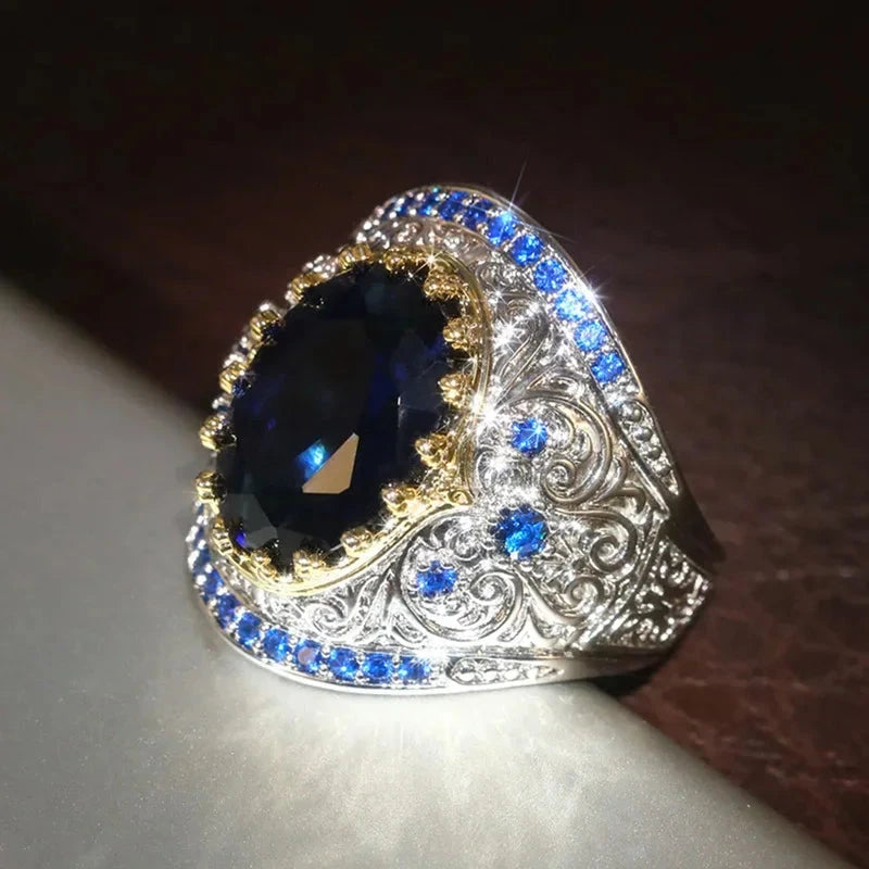 Retro Vintage Two-Tone Zircon Ring