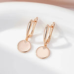 585 Rose Gold Zircon Disc Dangle Earrings for Women