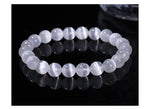 Natural White Selenite Stone Bead Bracelet