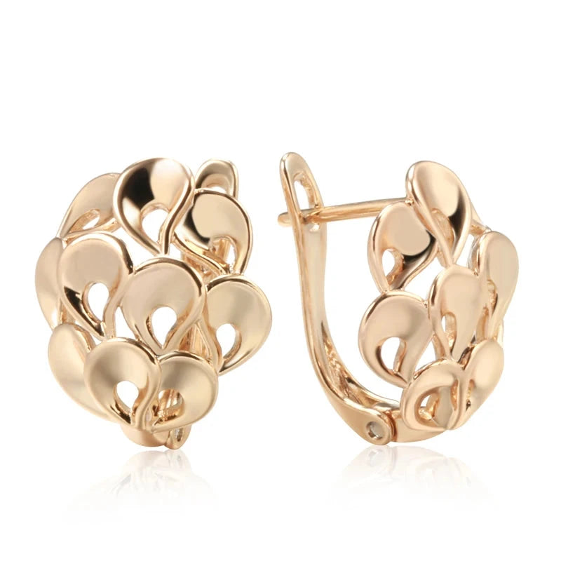 Unique Rose Gold Floral Drop Earrings