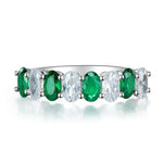 Silver Green/White Cubic Zirconia Rings for Women