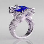 Elegant Lady Sapphire Mermaid Ring 925 Sterling Silver