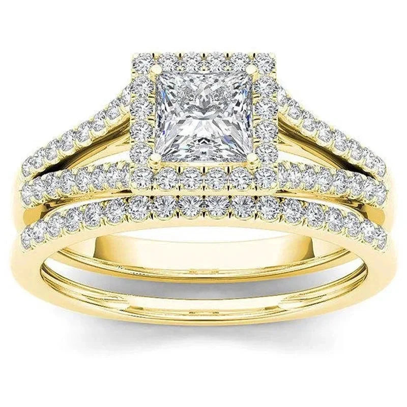 2025 Geometric Zirconia Ring Set – Elegant Wedding & Evening Jewelry6T0692