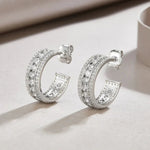 Elegant Geometric C-Shaped Zircon Earrings for Women