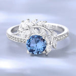 1.2CT Blue Round Moissanite 925 Sterling Silver RingRing6