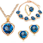Blue Crystal Ring Necklace Earrings Set Wedding Jewelry SetsStyle2 BlueG