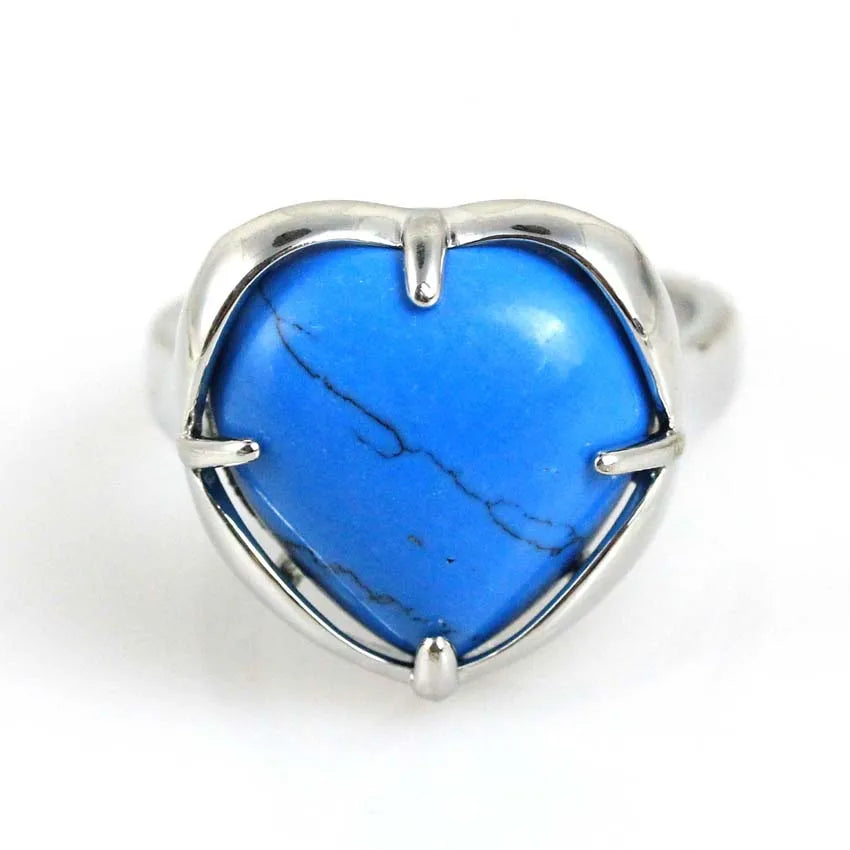 Crystal Heart Rings Natural AmethystManMade Turquoise 1CHINA