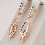 Gold Ethnic Hollow Geometric Oval Dangle Earrings
