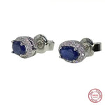 Earrings for Women 100% 925 Sterling Silver Sapphire Stud Earrings