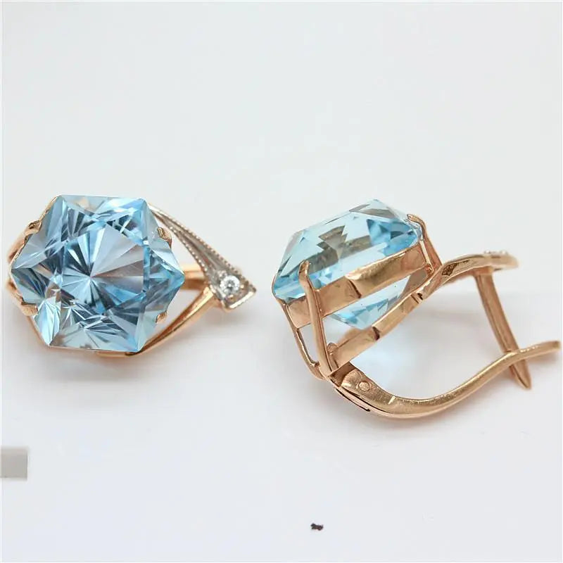 Rose Gold Geometric Light Sapphire EarringsEarrings