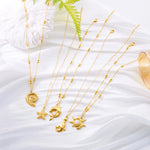 Stainless Steel Metal Starfish Conch Pendant Necklace
