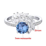 1.2CT Blue Round Moissanite 925 Sterling Silver RingRing