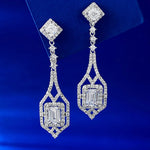 Retro 100% 925 Sterling Silver 5*7mm 1ct Emerald Lab Diamond Drop Earrings