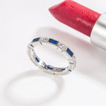 Sterling Silver Blue Sapphire Jewelry Ring for women Wedding Bands