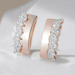 585 Rose Gold Natural Zircon Petal Dangle Earrings for Women
