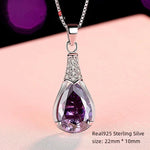 925 Sterling Silver Stone Pendant Chain Light Natural Amethyst Necklace