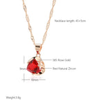 New Romantic Red Natural Zircon Necklace for Women Rose Gold