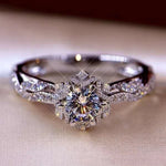 Exquisite Silver Color Inlaid Round Flower Stones for Women