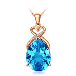 Real 14K Rose Gold 3 Carats Sapphire Stone Pendant Only