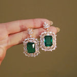 Luxury Green Crystal Drop Earrings – Women's Anniversary GiftE1896