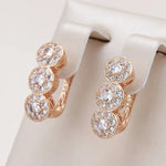Luxury Rose Gold Geometric Zircon Dangle Earrings for Women