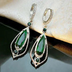 Luxury Green Crystal Drop Earrings – Women's Anniversary GiftE1617