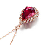 Rose Gold Color Elegant Romantic Ruby Red Tourmaline Pendant Necklaces