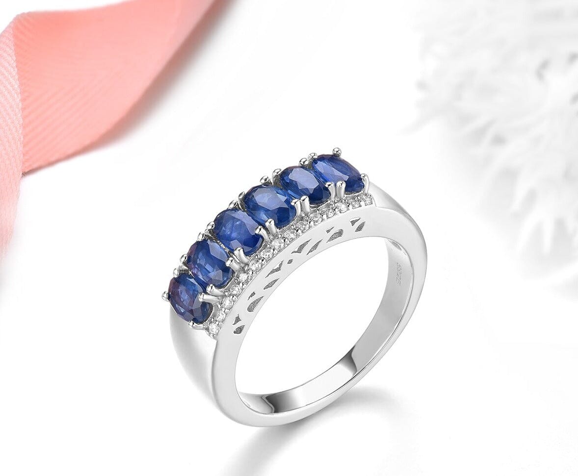 1.8 Carats Sapphire and Tanzanite 925 Sterling Silver RingsRing