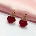 Purple Gold Geometric Square Ruby Earrings