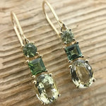 Delicate Gold Color Inlaid with Green Zircon Dangle Earrings for Women